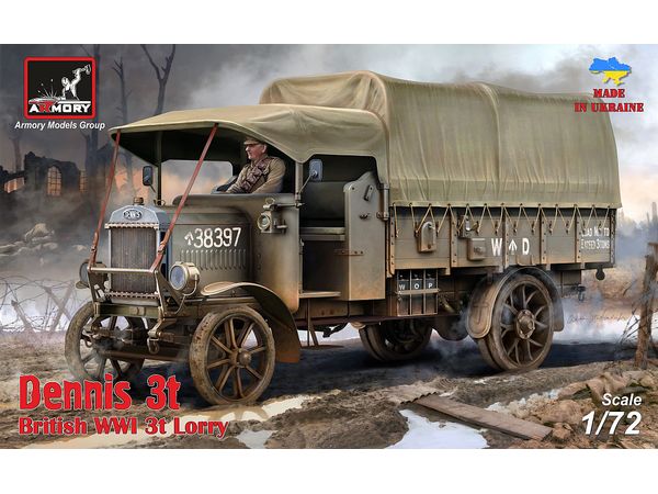 Dennis 3t Lorry, British WWI lorry w/ flatbed cargo body