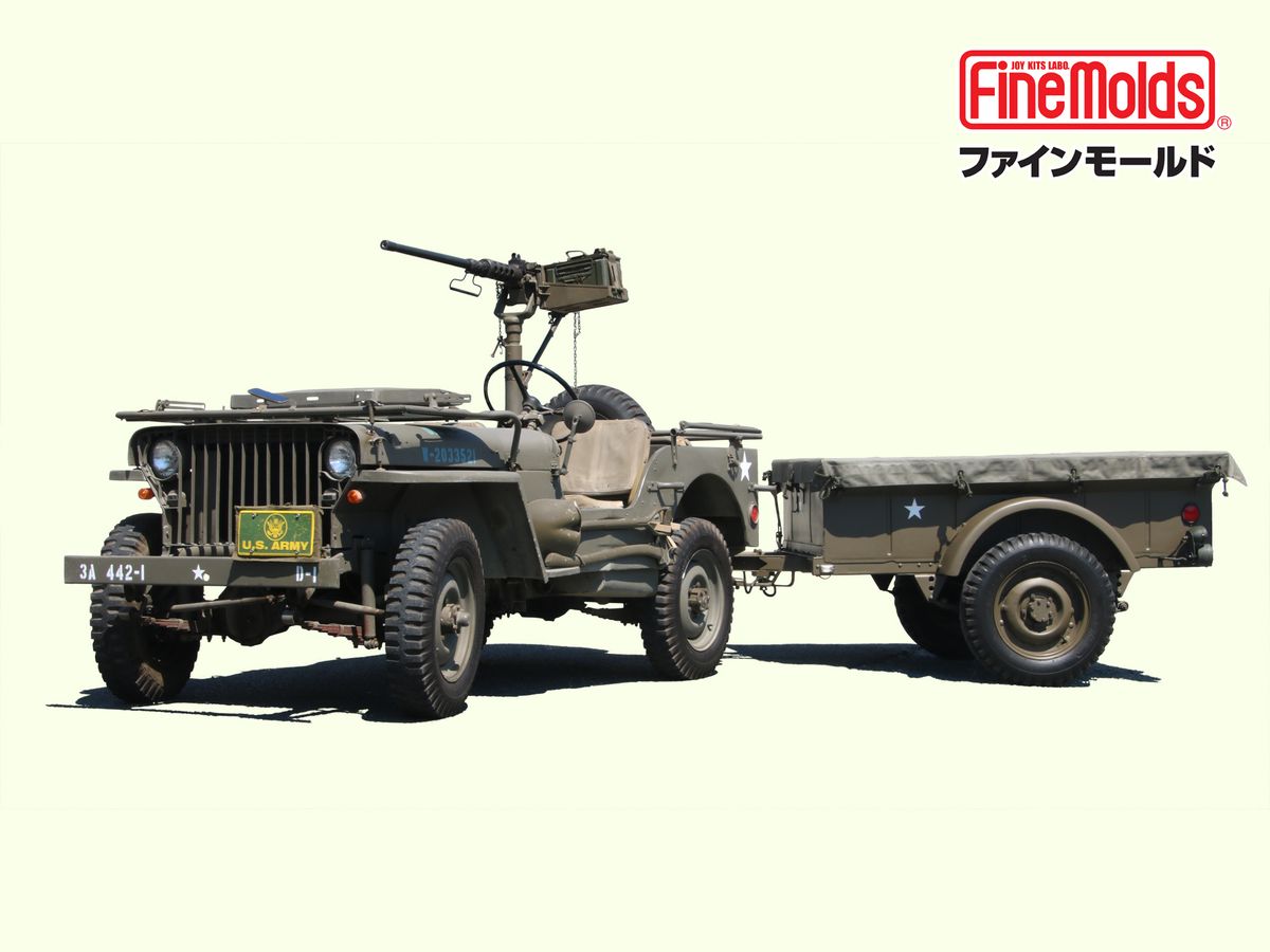 USA 1/4 Ton 4x4 Truck (With Trailer And Machine Gun)