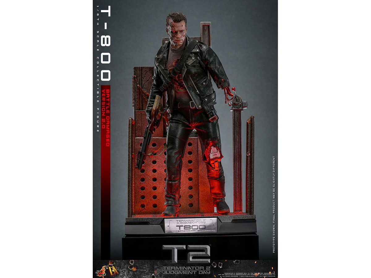 Movie Masterpiece Deluxe - Scale Fully Poseable Figure: Terminator 2: Judgment Day - T-800 (Battle Damaged Version 2.0)