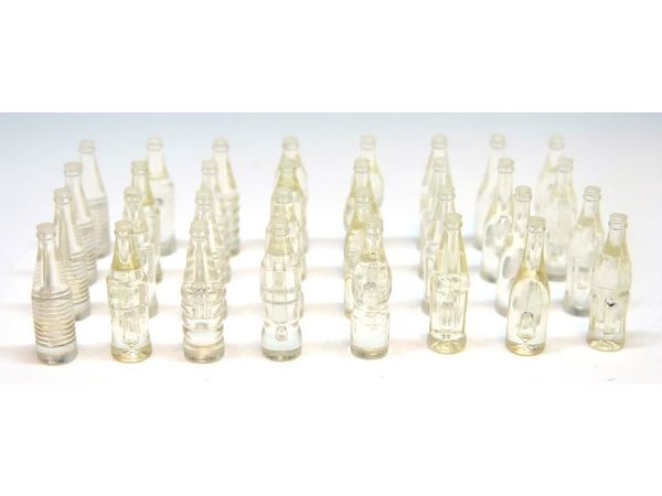 Beverage Bottle Set of 32 (8 types x 4 Bottles) Transparent Miniature