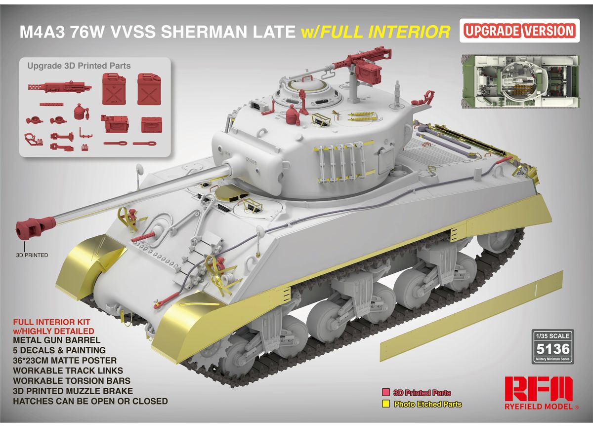 M4A3 76W VVSS SHERMAN LATE WITH FULL INTERIOR UPDATED VERSION